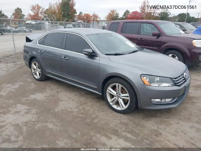 1VWCM7A37DC061561 2013 Volkswagen Passat 3.6L V6 Sel Premium
