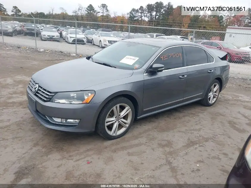 1VWCM7A37DC061561 2013 Volkswagen Passat 3.6L V6 Sel Premium