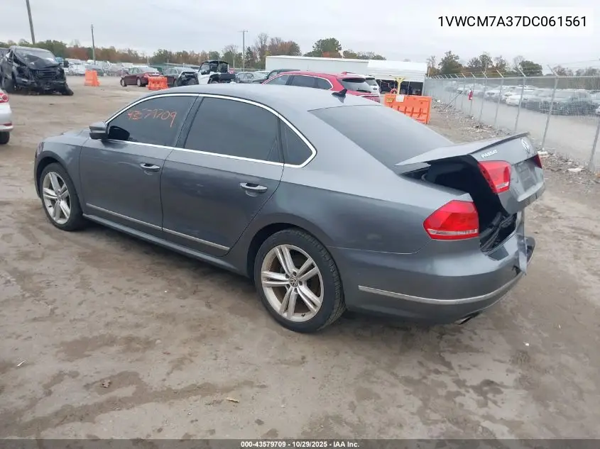 1VWCM7A37DC061561 2013 Volkswagen Passat 3.6L V6 Sel Premium