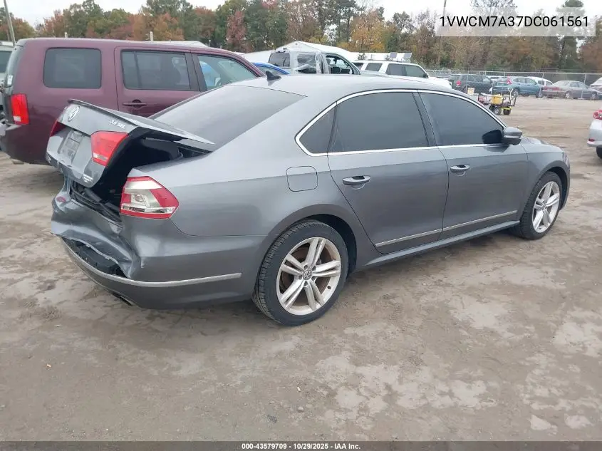 1VWCM7A37DC061561 2013 Volkswagen Passat 3.6L V6 Sel Premium