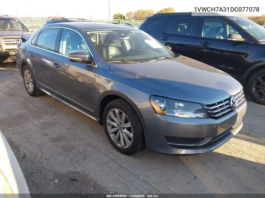 1VWCH7A31DC077078 2013 Volkswagen Passat 2.5L Sel