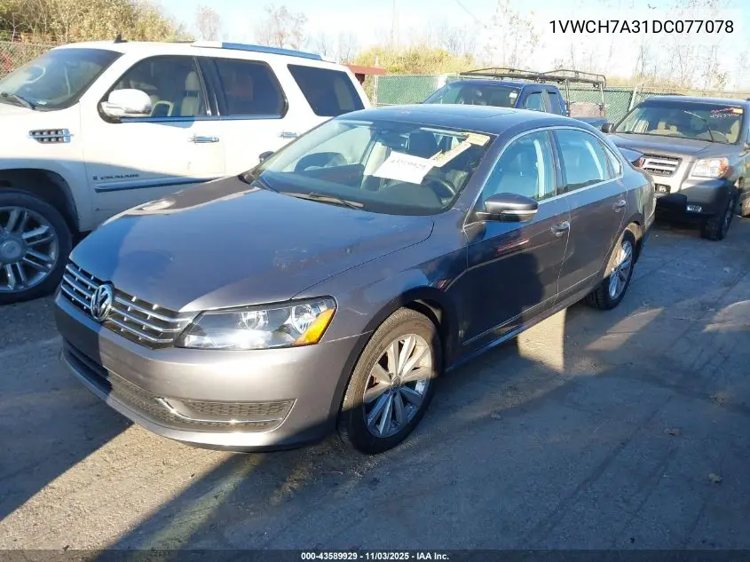 1VWCH7A31DC077078 2013 Volkswagen Passat 2.5L Sel