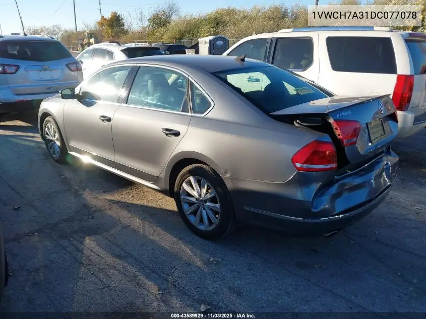 1VWCH7A31DC077078 2013 Volkswagen Passat 2.5L Sel