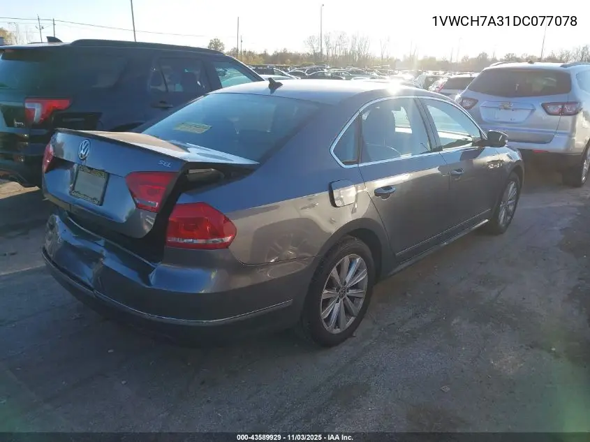 1VWCH7A31DC077078 2013 Volkswagen Passat 2.5L Sel