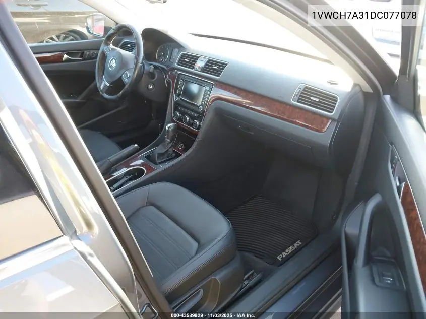 1VWCH7A31DC077078 2013 Volkswagen Passat 2.5L Sel