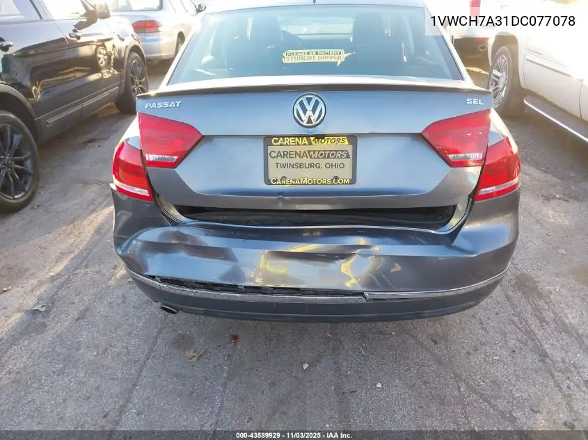 1VWCH7A31DC077078 2013 Volkswagen Passat 2.5L Sel