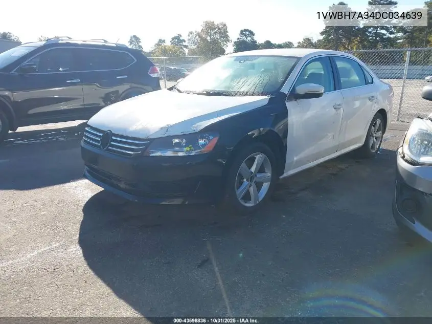 1VWBH7A34DC034639 2013 Volkswagen Passat 2.5L Se