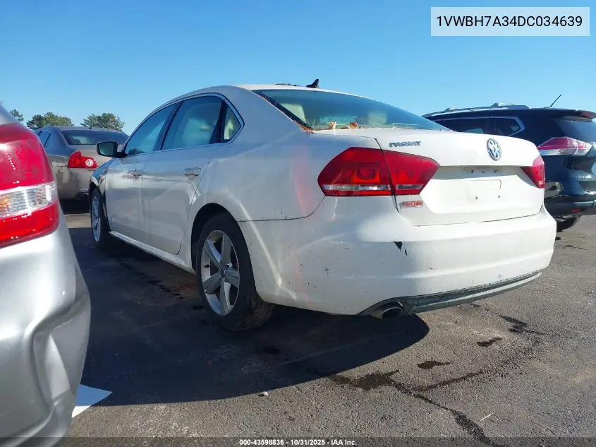 1VWBH7A34DC034639 2013 Volkswagen Passat 2.5L Se