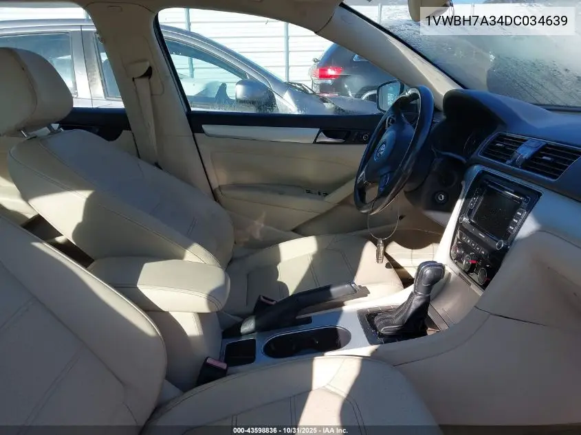 1VWBH7A34DC034639 2013 Volkswagen Passat 2.5L Se