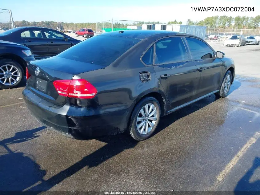 1VWAP7A3XDC072004 2013 Volkswagen Passat 2.5L S