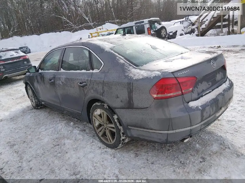 1VWCN7A30DC119684 2013 Volkswagen Passat 2.0L Tdi Sel Premium
