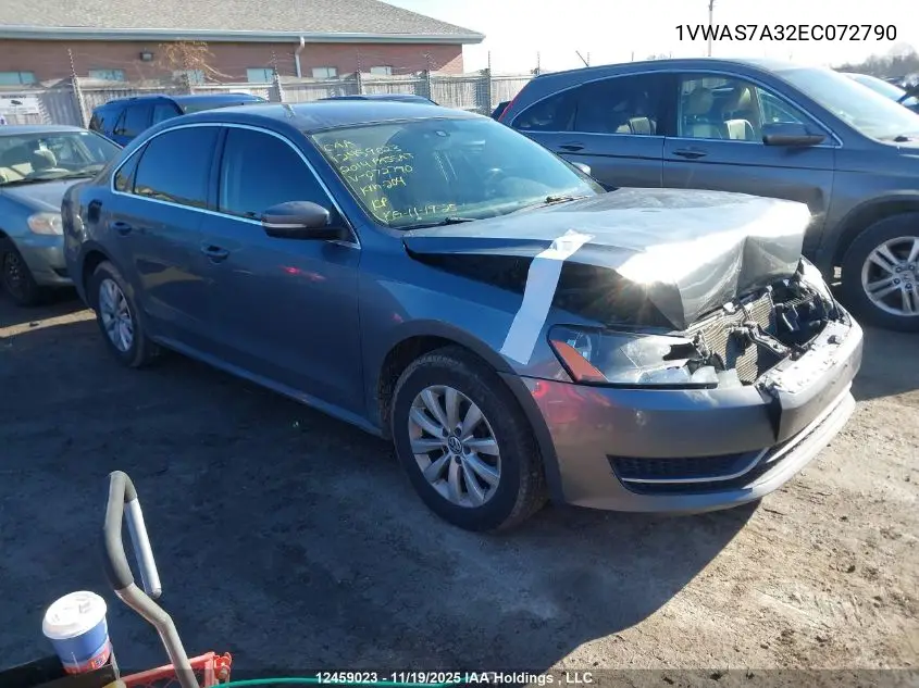 1VWAS7A32EC072790 2014 Volkswagen Passat S
