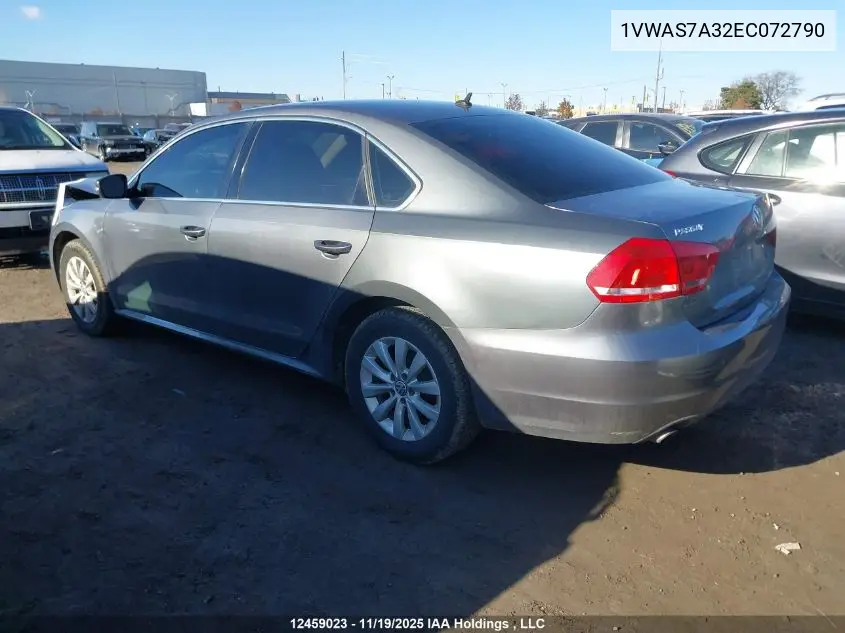 1VWAS7A32EC072790 2014 Volkswagen Passat S