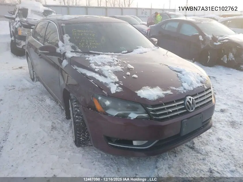 1VWBN7A31EC102762 2014 Volkswagen Passat 2.0 Tdi Comfortline