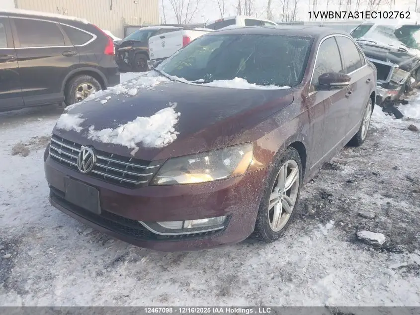 1VWBN7A31EC102762 2014 Volkswagen Passat 2.0 Tdi Comfortline
