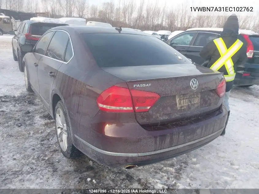 1VWBN7A31EC102762 2014 Volkswagen Passat 2.0 Tdi Comfortline
