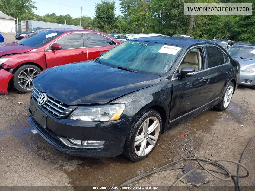 1VWCN7A33EC071700 2014 Volkswagen Passat 2.0L Tdi Sel Premium