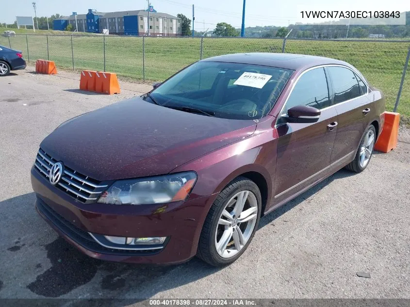 1VWCN7A30EC103843 2014 Volkswagen Passat 2.0L Tdi Sel Premium