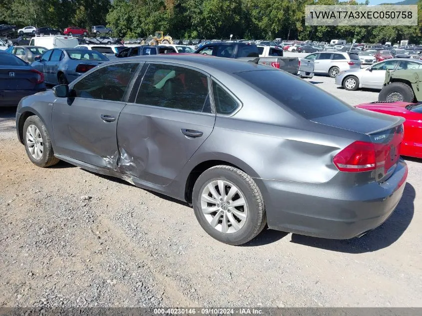 1VWAT7A3XEC050758 2014 Volkswagen Passat 1.8T Wolfsburg Edition