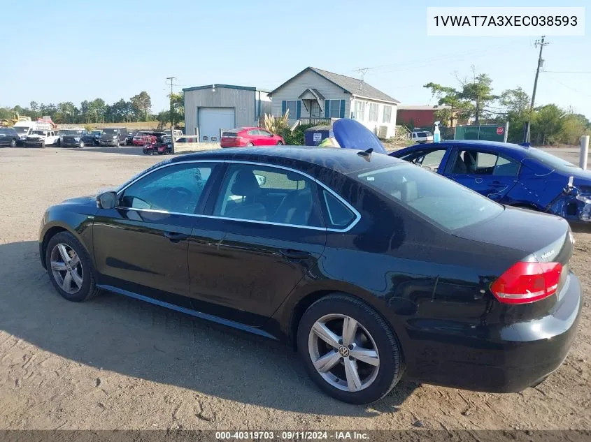 1VWAT7A3XEC038593 2014 Volkswagen Passat 1.8T Wolfsburg Edition