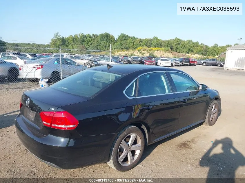 1VWAT7A3XEC038593 2014 Volkswagen Passat 1.8T Wolfsburg Edition