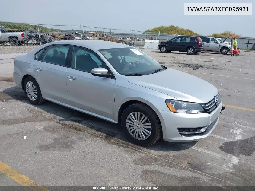 1VWAS7A3XEC095931 2014 Volkswagen Passat 1.8T S