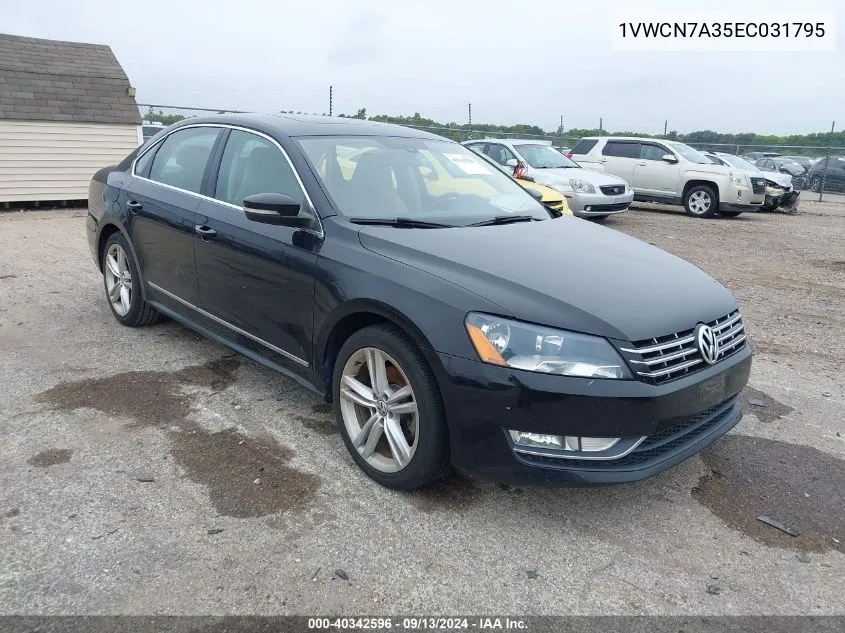 1VWCN7A35EC031795 2014 Volkswagen Passat Sel