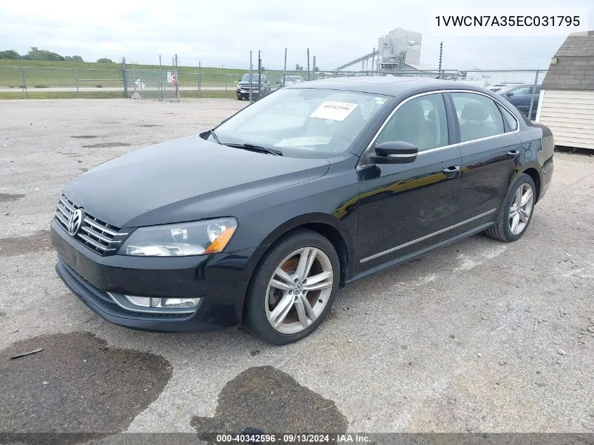 1VWCN7A35EC031795 2014 Volkswagen Passat Sel