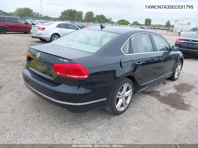 1VWCN7A35EC031795 2014 Volkswagen Passat Sel