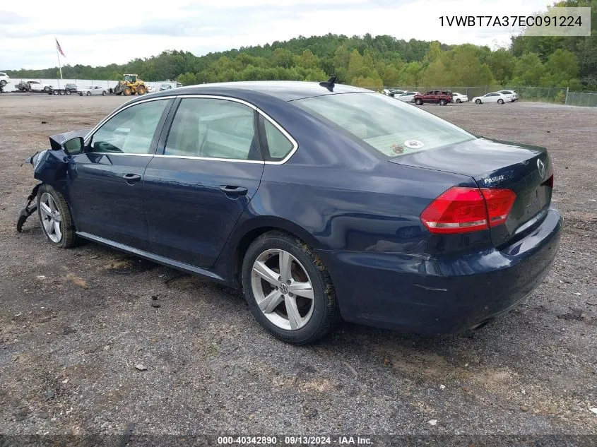 1VWBT7A37EC091224 2014 Volkswagen Passat 1.8T Se