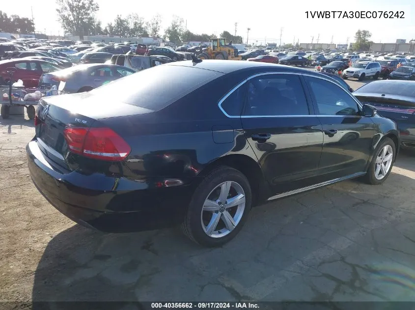 1VWBT7A30EC076242 2014 Volkswagen Passat 1.8T Se