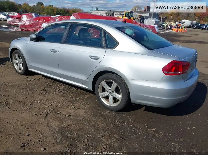 1VWAT7A38EC036888 2014 Volkswagen Passat 1.8T S