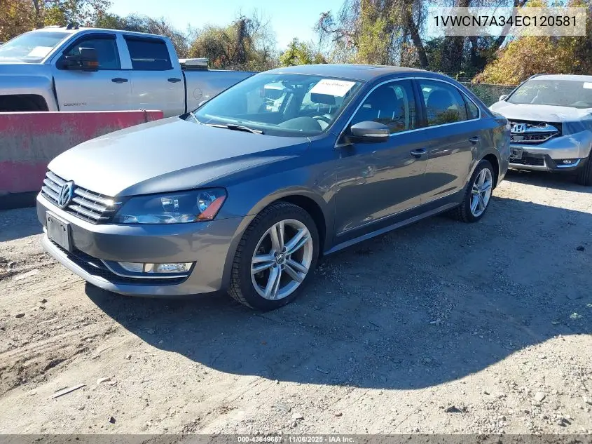 1VWCN7A34EC120581 2014 Volkswagen Passat 2.0L Tdi Sel Premium
