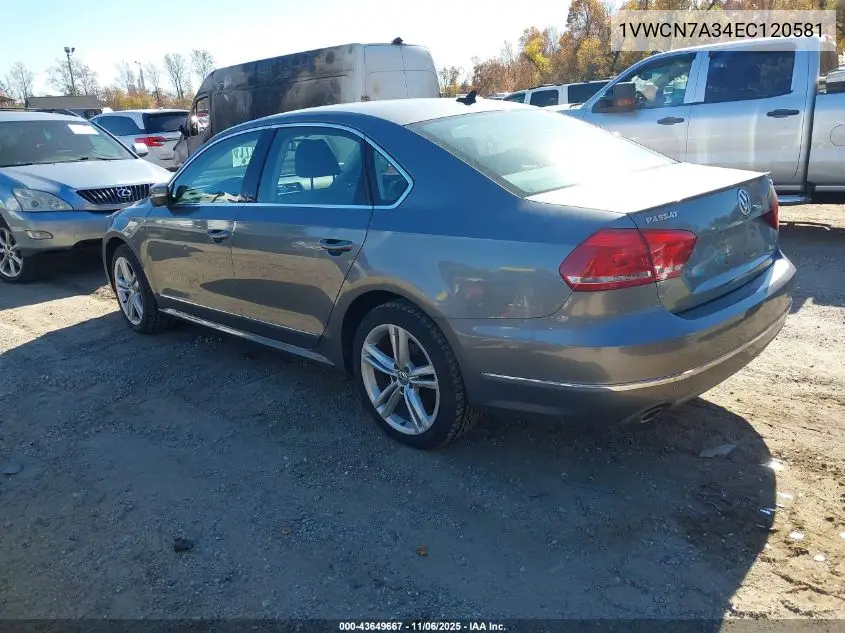 1VWCN7A34EC120581 2014 Volkswagen Passat 2.0L Tdi Sel Premium
