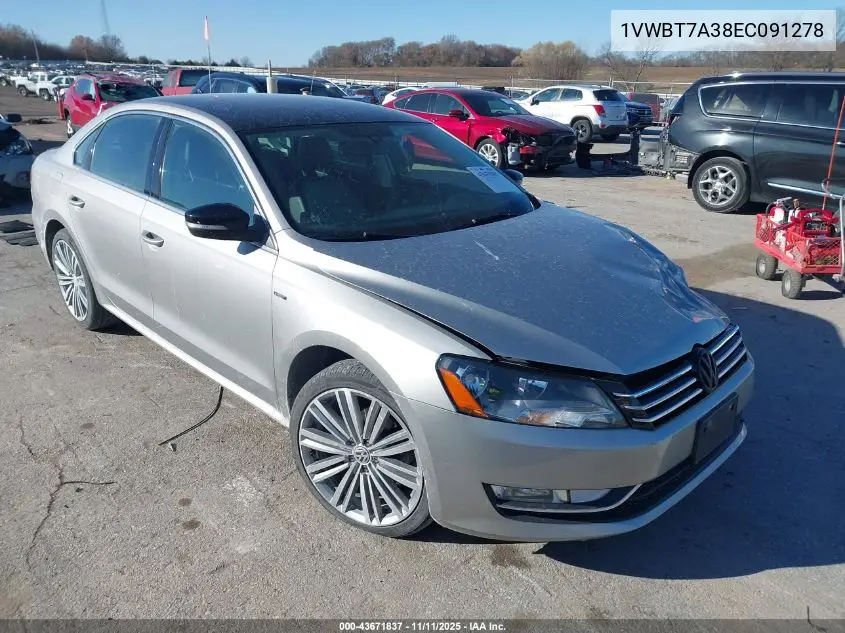 1VWBT7A38EC091278 2014 Volkswagen Passat 1.8T Sport