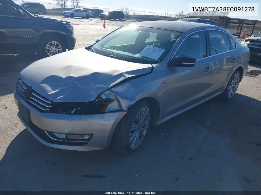 1VWBT7A38EC091278 2014 Volkswagen Passat 1.8T Sport
