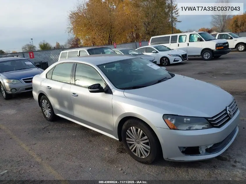 1VWAT7A33EC037043 2014 Volkswagen Passat 1.8T S