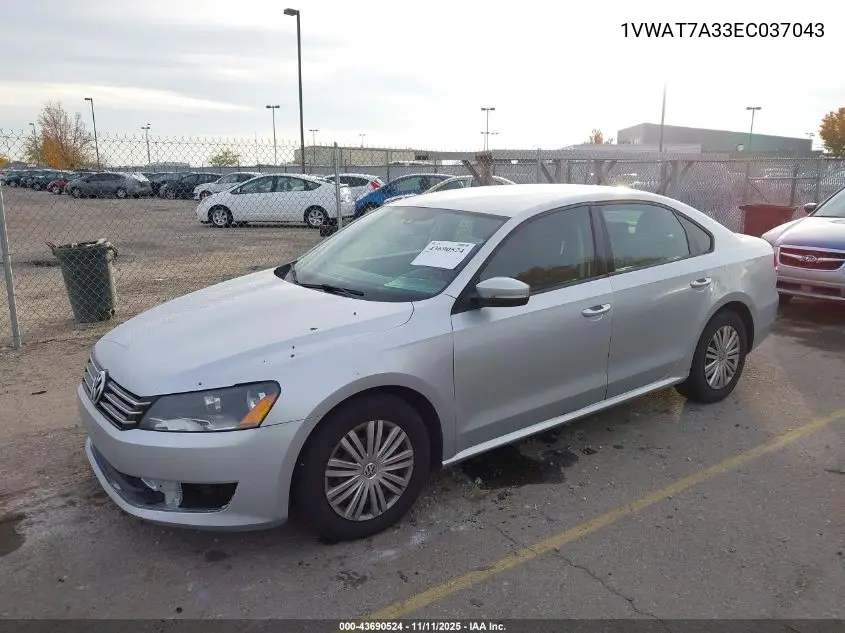 1VWAT7A33EC037043 2014 Volkswagen Passat 1.8T S