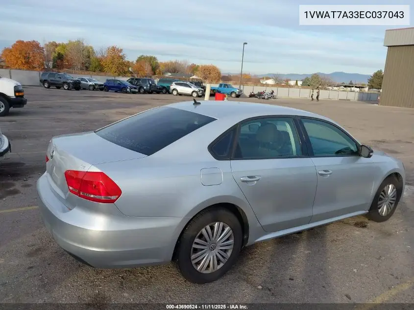 1VWAT7A33EC037043 2014 Volkswagen Passat 1.8T S