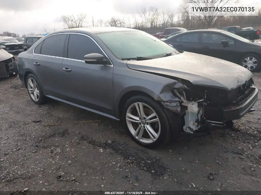 1VWBT7A32EC070135 2014 Volkswagen Passat 1.8T Se