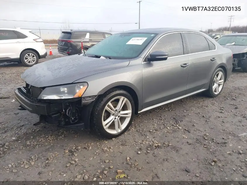 1VWBT7A32EC070135 2014 Volkswagen Passat 1.8T Se