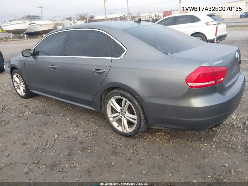 1VWBT7A32EC070135 2014 Volkswagen Passat 1.8T Se