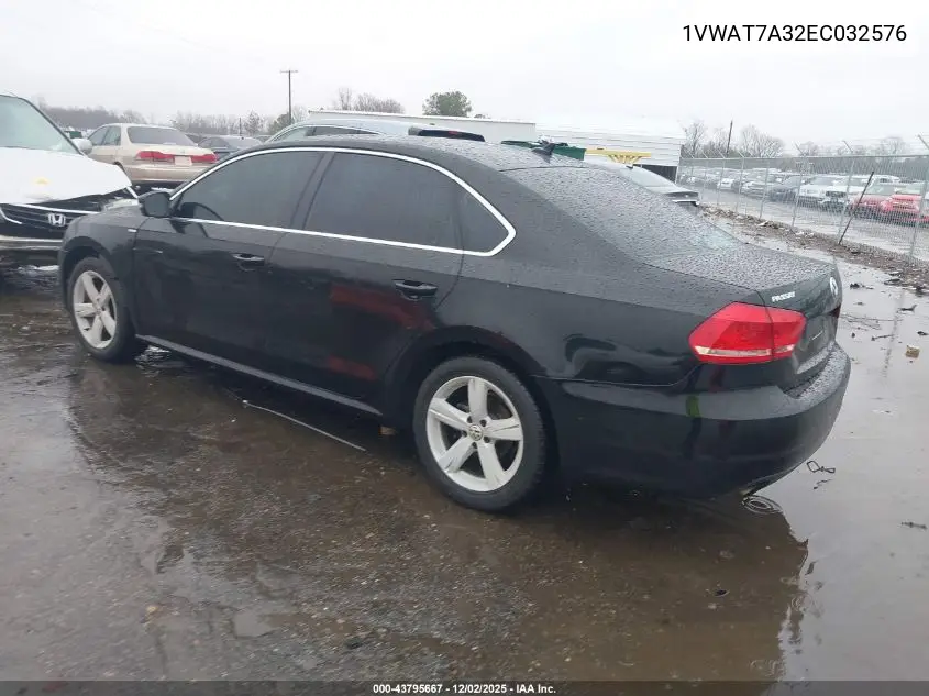1VWAT7A32EC032576 2014 Volkswagen Passat 1.8T Wolfsburg Edition