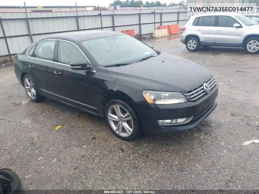 1VWCN7A35EC014477 2014 Volkswagen Passat 2.0L Tdi Sel Premium