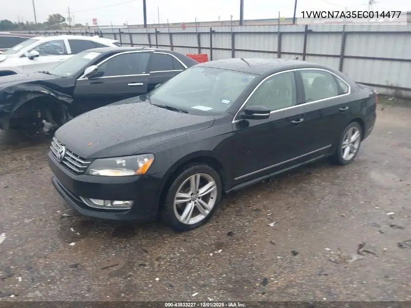 1VWCN7A35EC014477 2014 Volkswagen Passat 2.0L Tdi Sel Premium