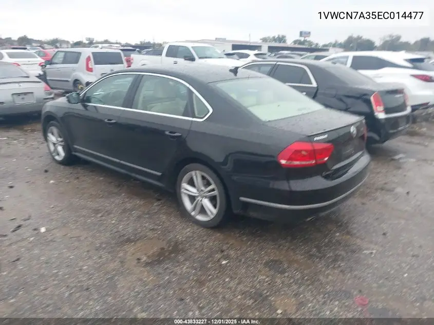 1VWCN7A35EC014477 2014 Volkswagen Passat 2.0L Tdi Sel Premium