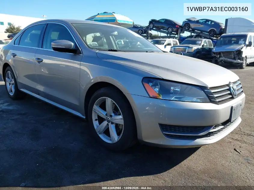 1VWBP7A31EC003160 2014 Volkswagen Passat 2.5L Se