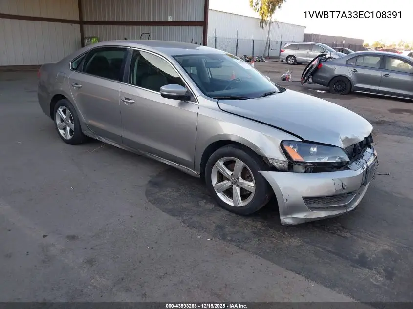 1VWBT7A33EC108391 2014 Volkswagen Passat 1.8T Se