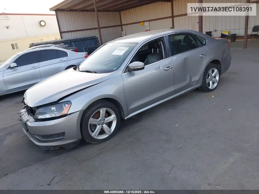 1VWBT7A33EC108391 2014 Volkswagen Passat 1.8T Se