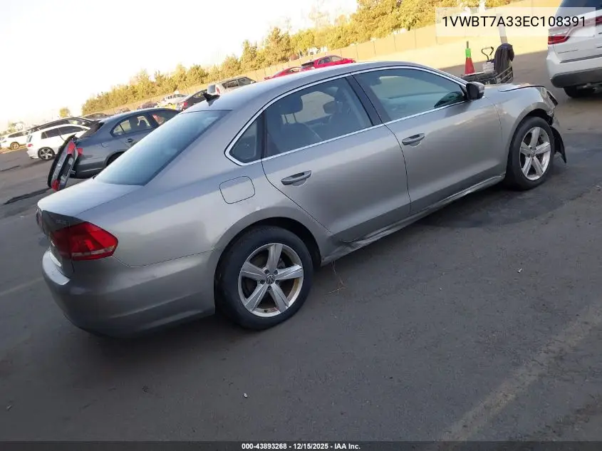 1VWBT7A33EC108391 2014 Volkswagen Passat 1.8T Se